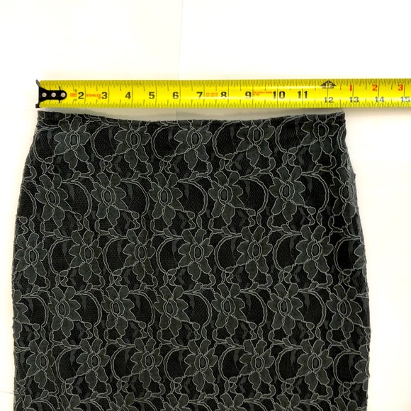 Melanie Lyne 2 Skirt Grey Lace Floral zipper Split hem Matching Top Excellent - Picture 2 of 8